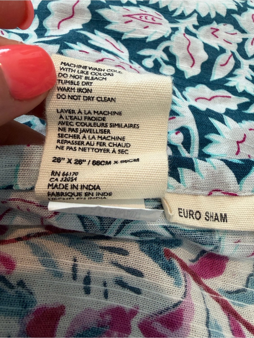 Anthropologie Meze Euro Sham Block Print Floral - Picture 7 of 7
